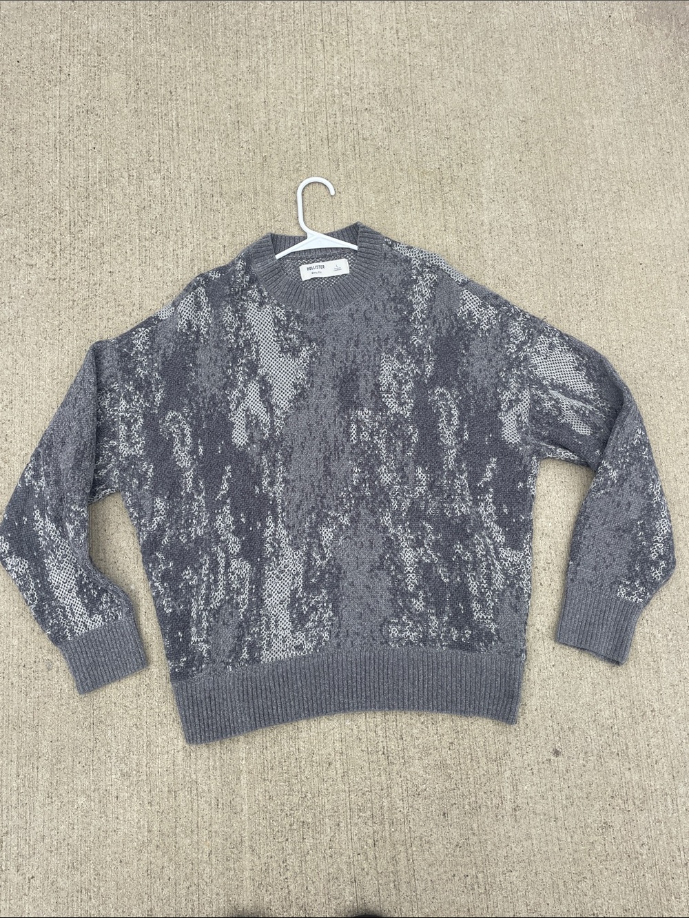 Hollister Gray Marled Pattern Crewneck Sweater